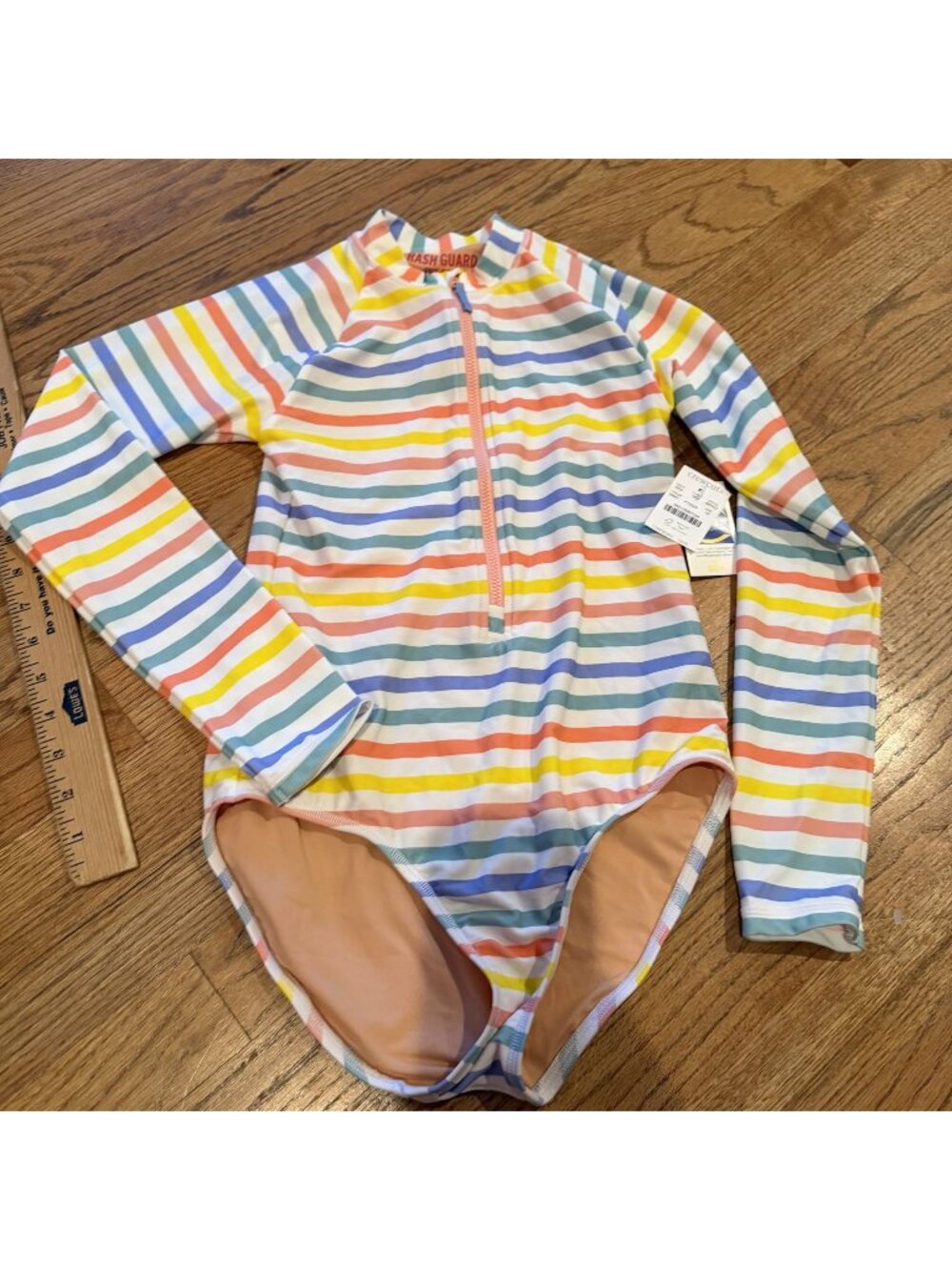 Crewcuts Girls New Stripe Rashguard One Piece Swim Suit Size 12